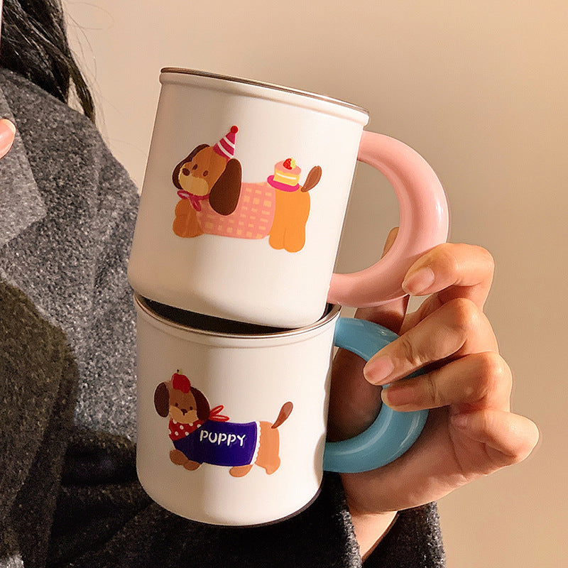 Ceramic mug with playful dog motif Kalsten