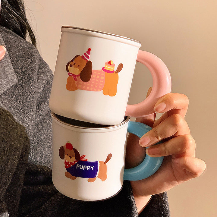 Ceramic mug with playful dog motif Kalsten