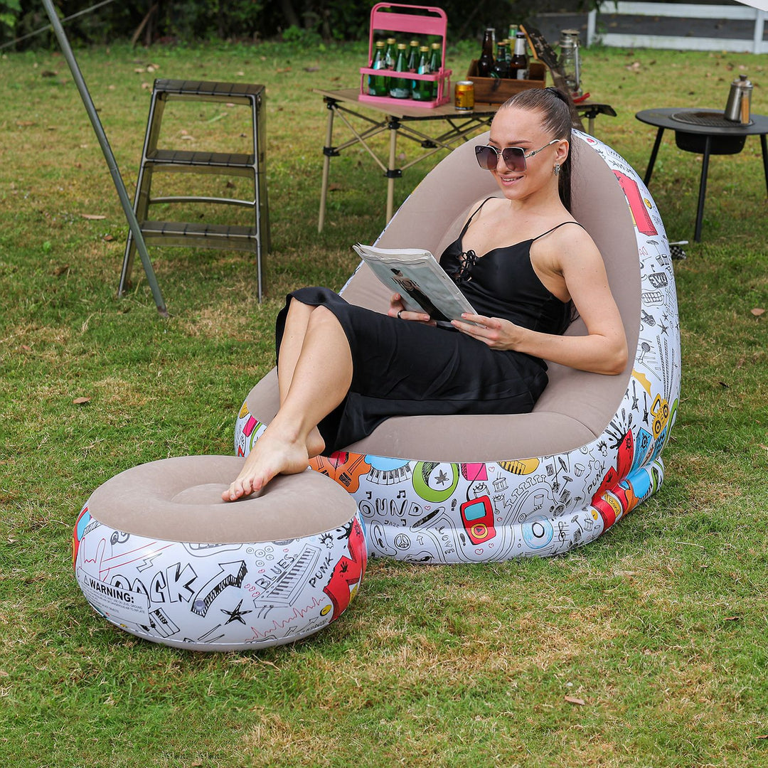 Women's Inflatable Comfort Bean Bag Chair with Footrest Kalsten