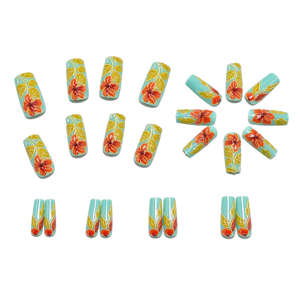 Artificial nails with elegant 3D flower design Kalsten