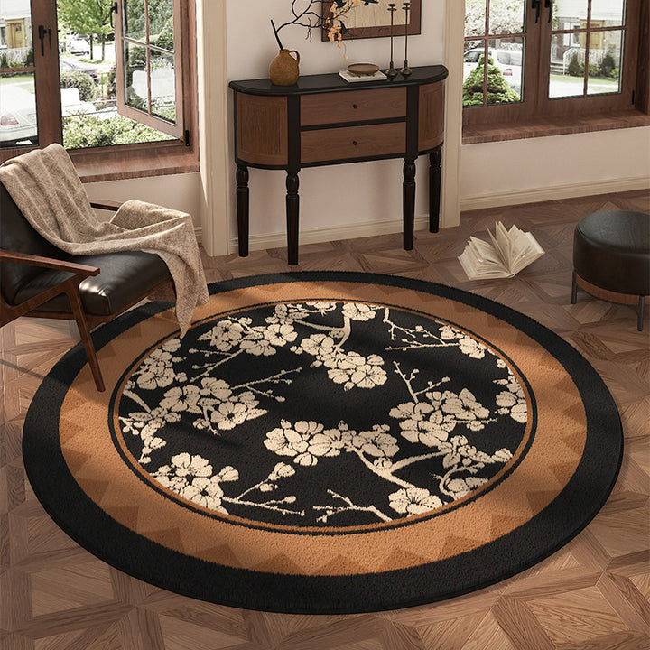 Round Floral Design Area Rug