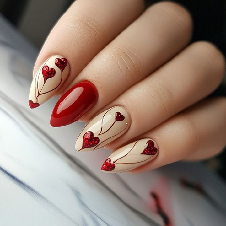 Artificial nails with Romantic Heart Design Kalsten