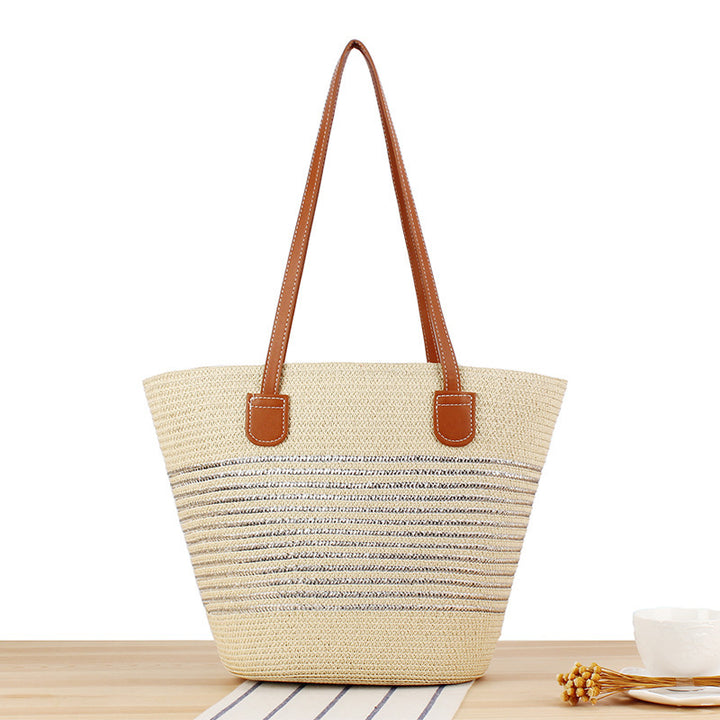 Elegant Straw Bag with Attractive Leather Handles Kalsten