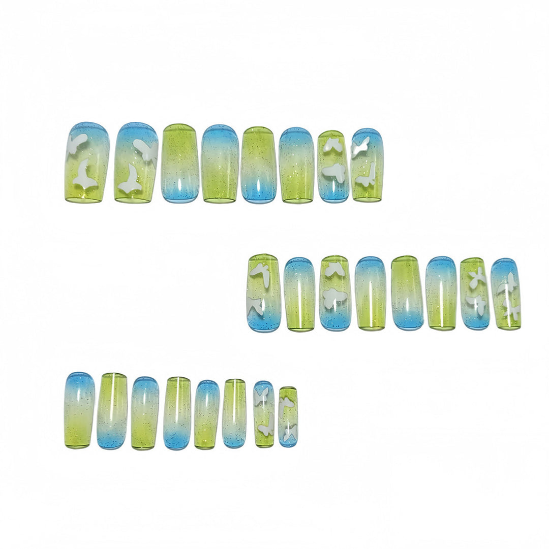 Artificial nails in summer style with butterfly design Kalsten