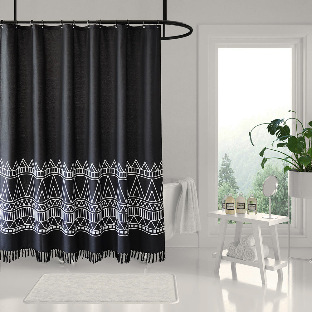 Geometric Fringe Shower Curtain Kalsten