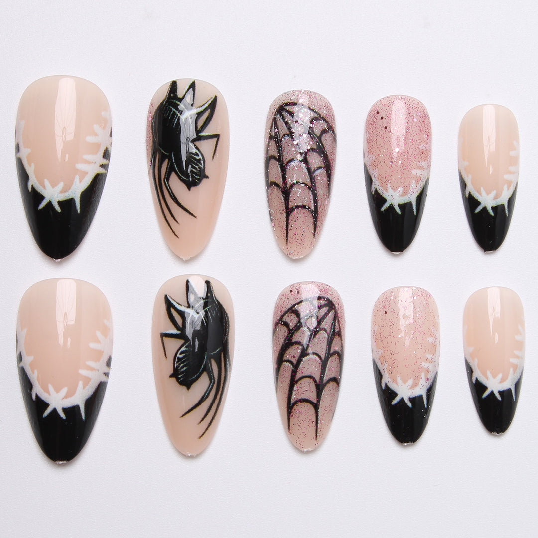 Creative nail art set with spider and web design Kalsten