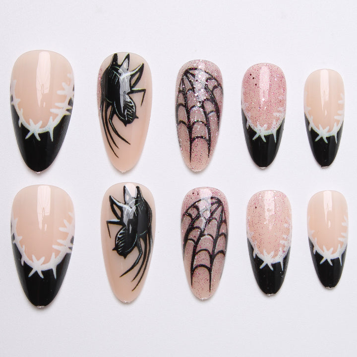 Creative nail art set with spider and web design Kalsten