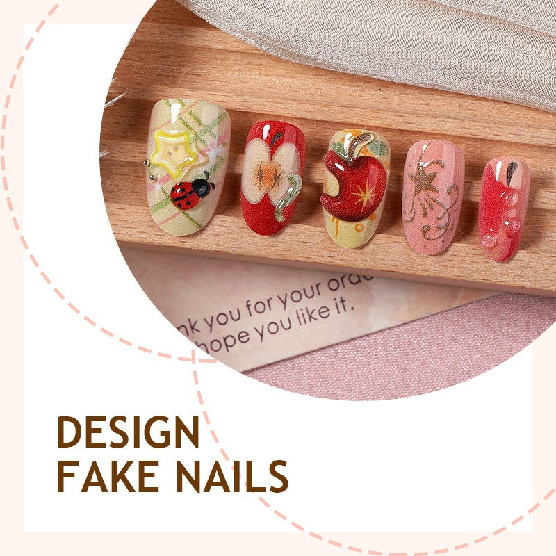 Creative nail art set with playful designs and glitter accents Kalsten