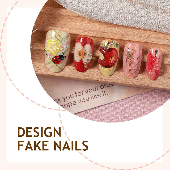Creative nail art set with playful designs and glitter accents Kalsten