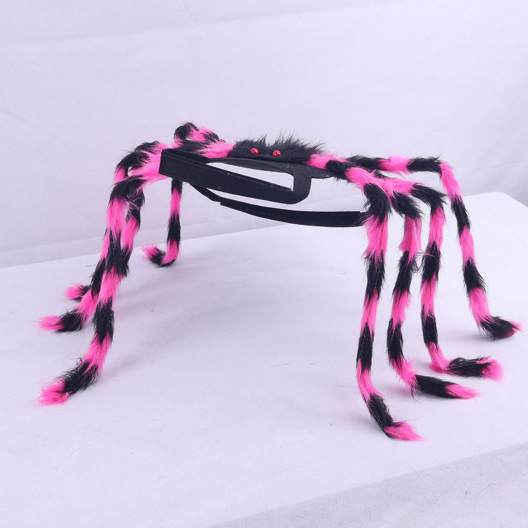 Costume headband with eight-legged plush spider and elastic headband
