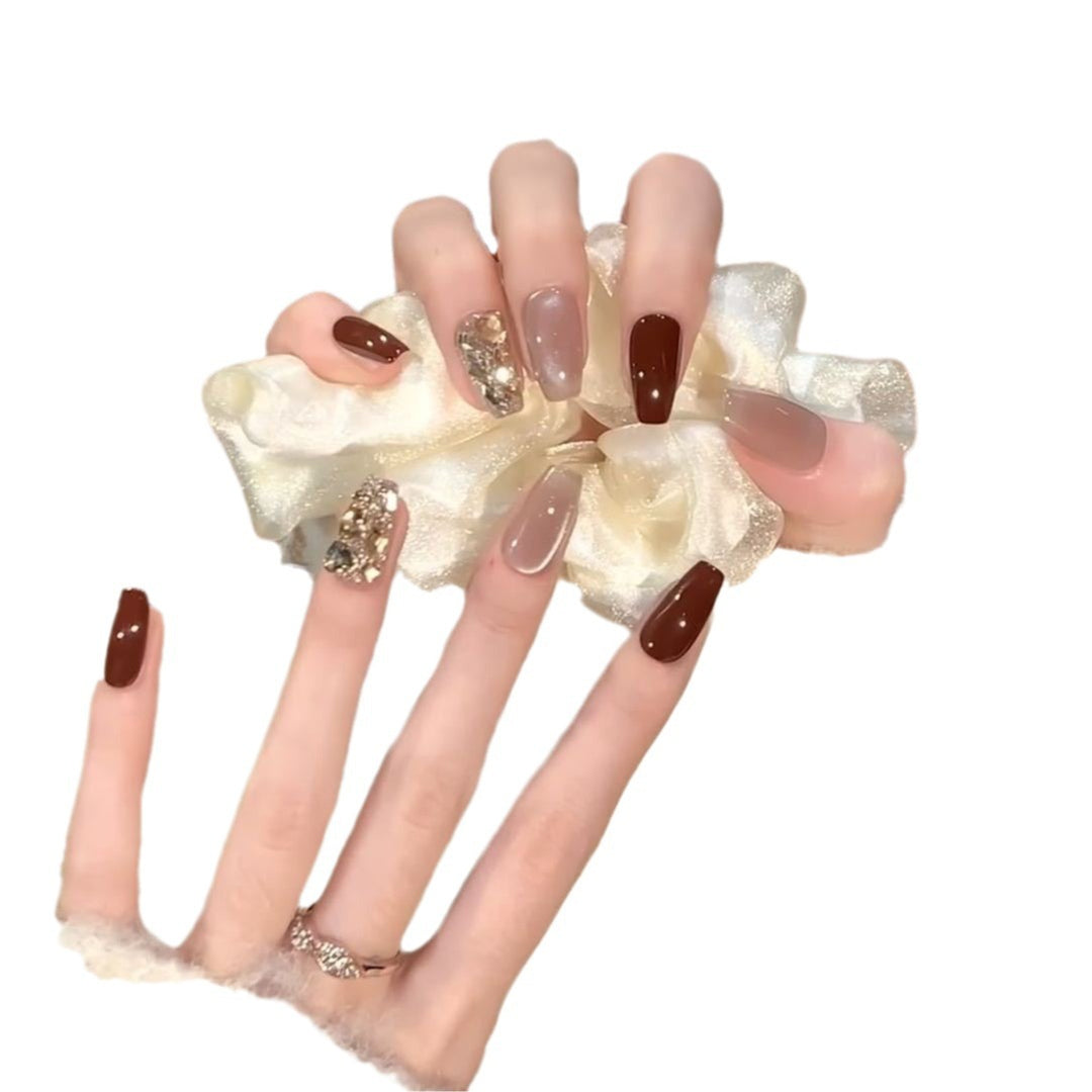 Elegant Gel Press-On Nail Art Set with Decorative Accents Kalsten