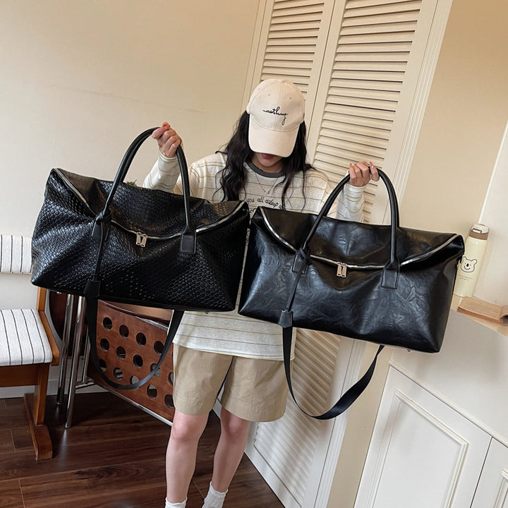 Premium Textured Leather Weekender Duffle