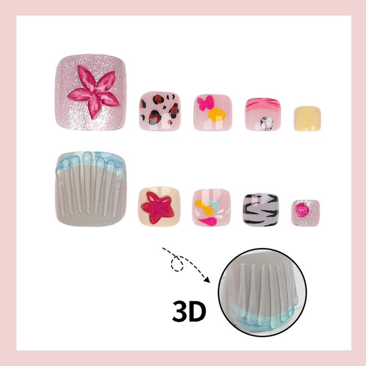 Artificial Nail Set with Playful Summer Designs Kalsten