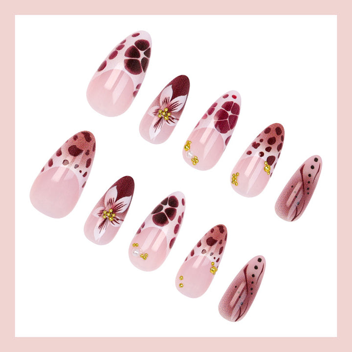 Acrylic nail set with floral and modern decorations Kalsten
