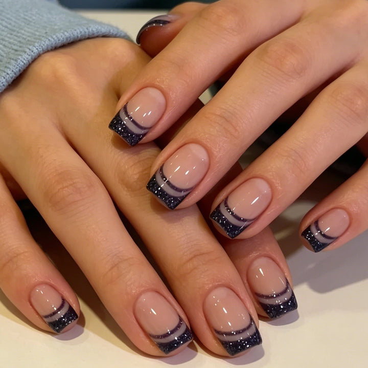 Elegant Glittery French Tip Nail Art Kalsten