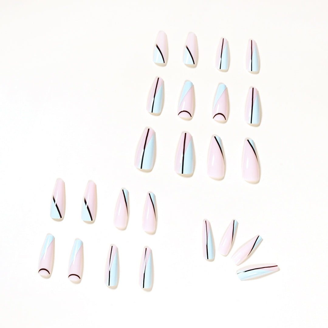 Artistic acrylic nails with geometric design Kalsten