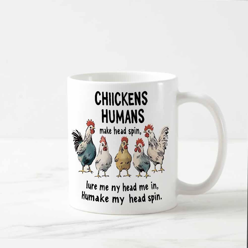 Ceramic Novelty Coffee Mug With Illustrated Chickens And Humorous Lyric Print