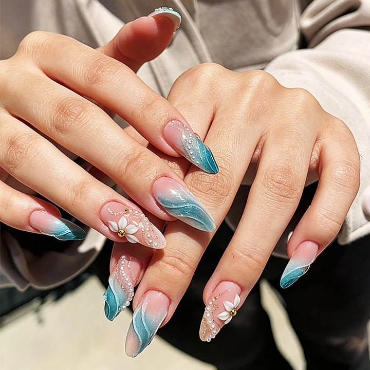 Decorative Press-On Nail Art Set with Premium Floral Designs kalsten