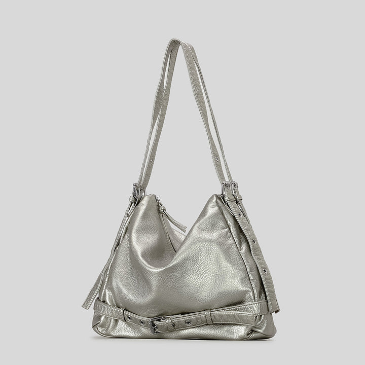 Casual Slouchy Leather Shoulder Bag