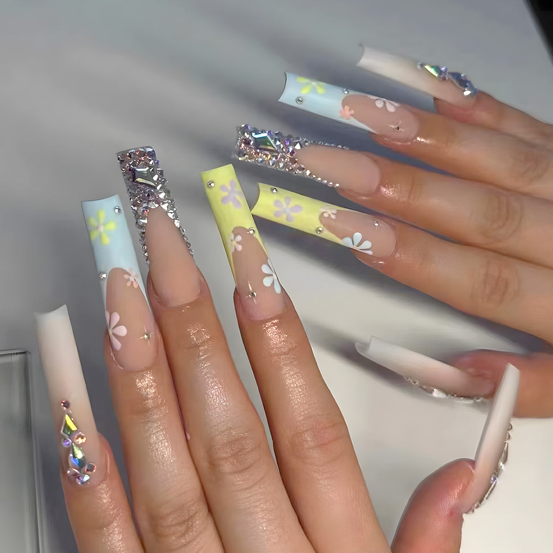 Decorative Rhinestone-Accented Stiletto Press-On Nails Kalsten