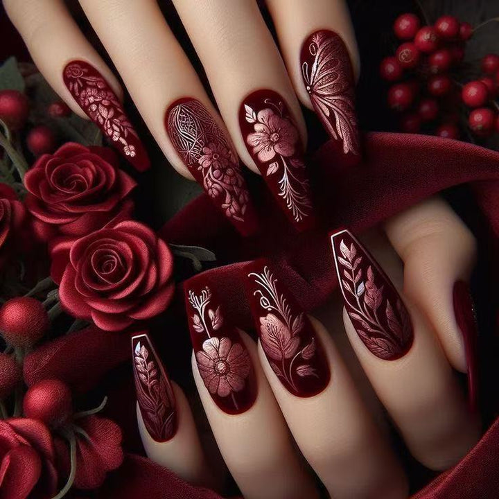 Artificial Nail Set with Floral Designs Kalsten