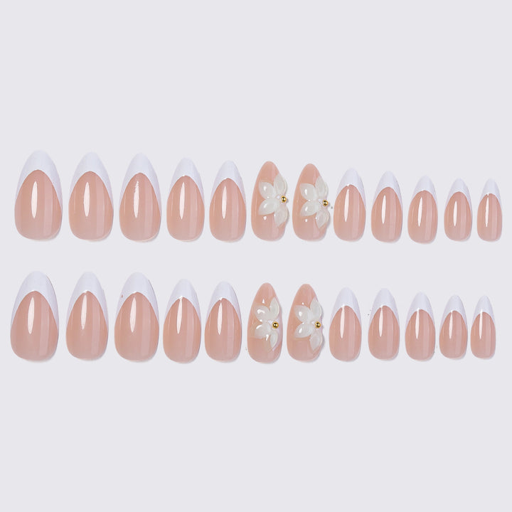 Artificial nails with elegant flower appliqués Kalsten