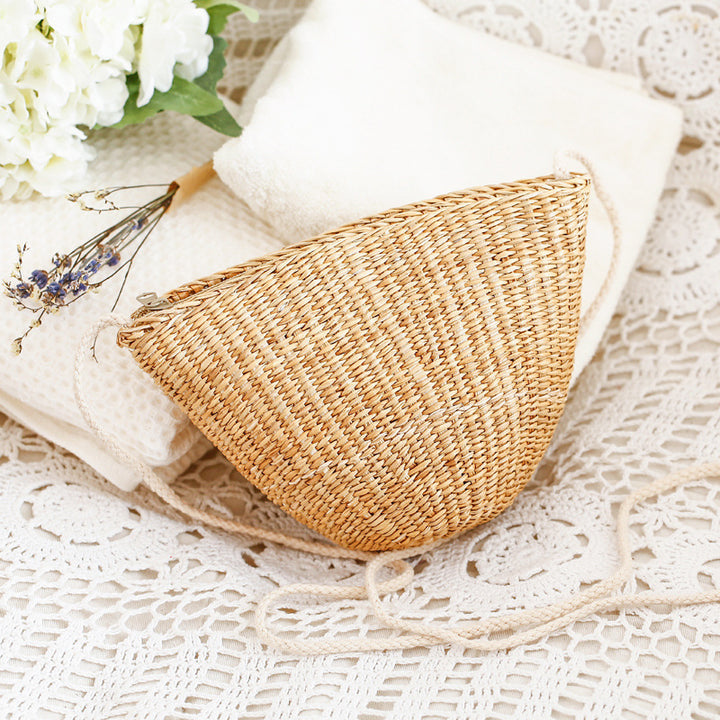 Handcrafted basket bag in unique half-moon design Kalsten