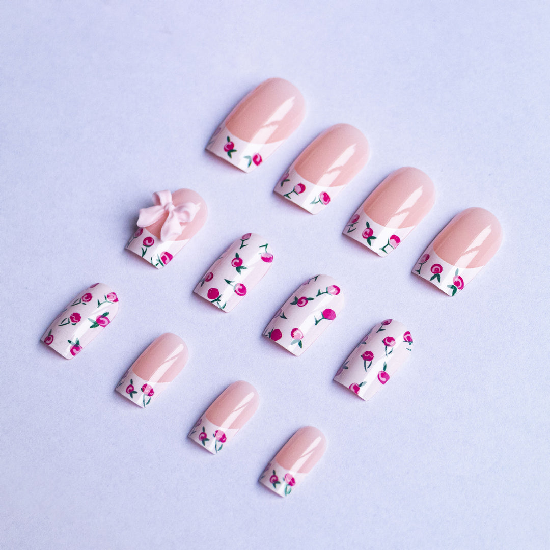 Floral Bow Nail Art