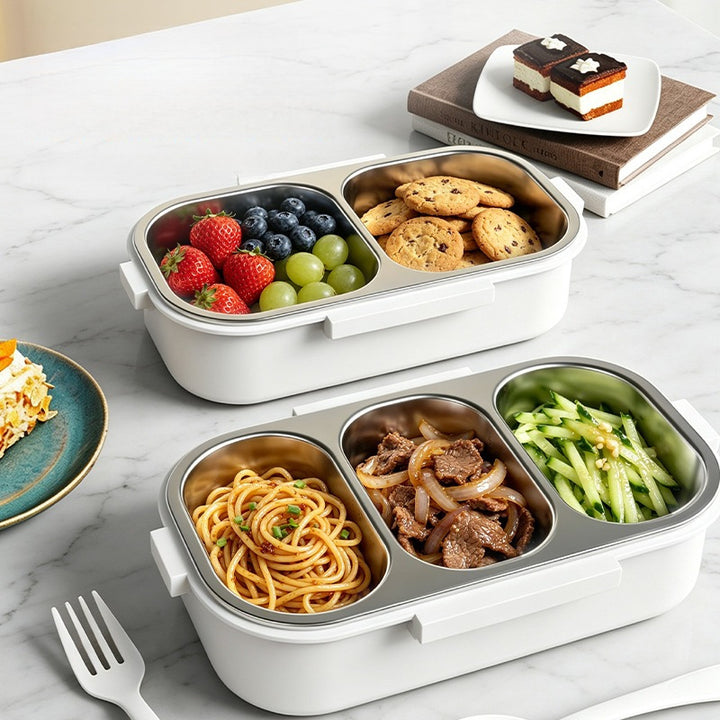 Triple-Compartment Food Storage Container