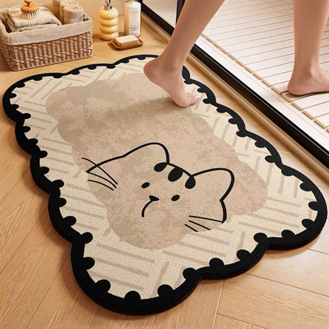 Cartoon Cat Themed Bath Rug for Home