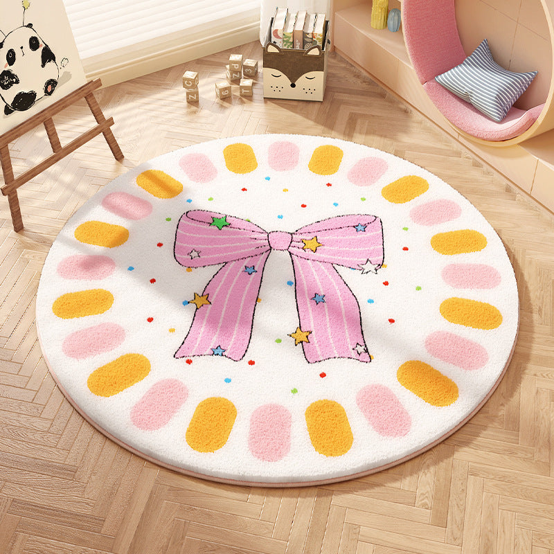 Playful Bow-Patterned Round Area Rug