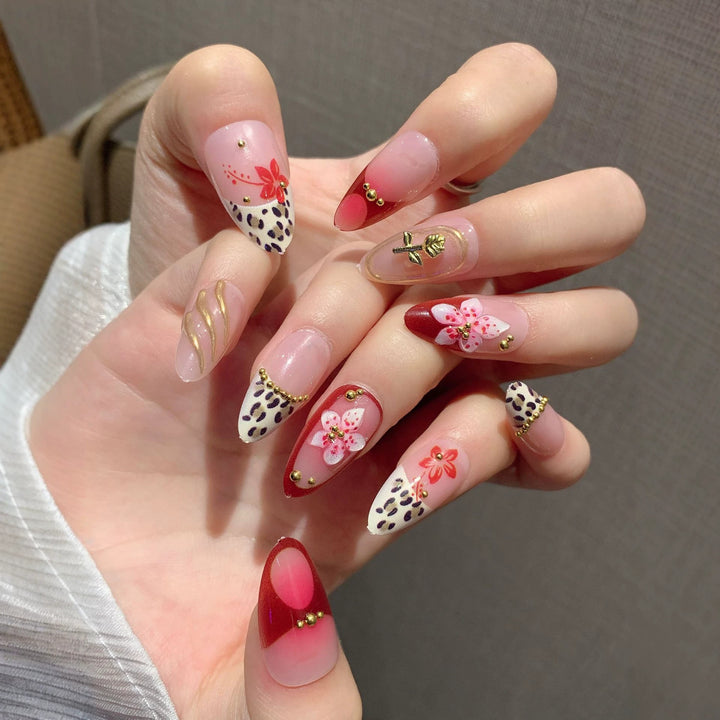 Floral Acrylic Press-On Nails