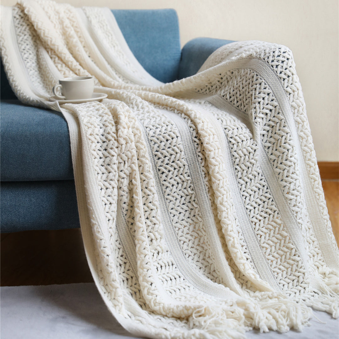 Premium Handcrafted Fringe Throw Blanket Kalsten