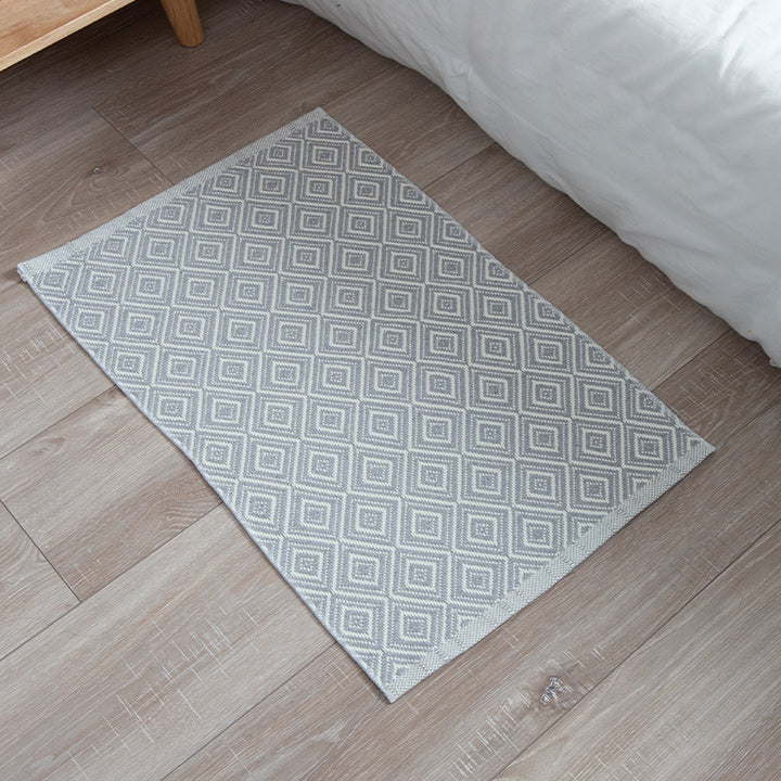 Flat striped carpet runner made of cotton blend with anti-slip coating and easy-care woven structure