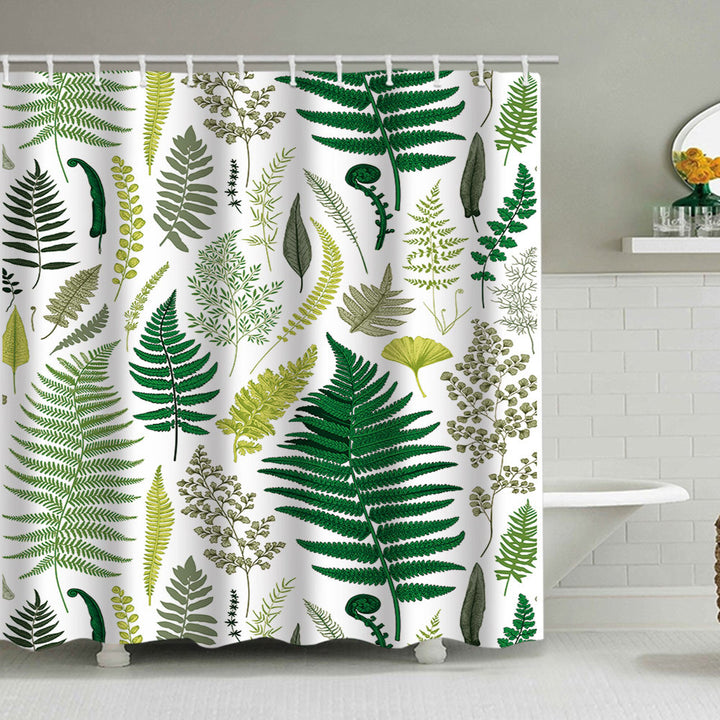 Tropical Leaf Print Shower Curtain Kalsten