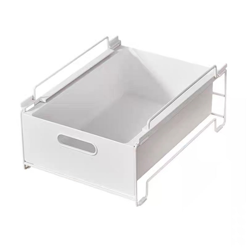 Kitchen storage box and sink organizer with adjustable frame