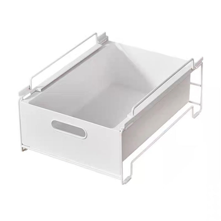 Kitchen storage box and sink organizer with adjustable frame