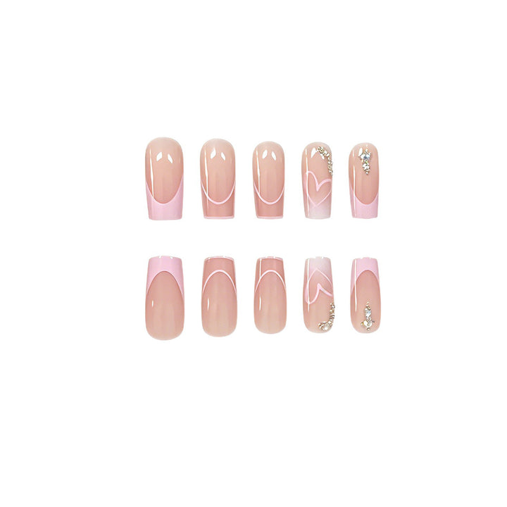 Heart-Embellished Acrylic Nail Enhancements Kalsten