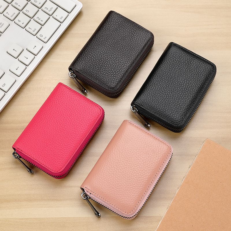 Sleek Zippered Leather Credit Card Holder Kalsten