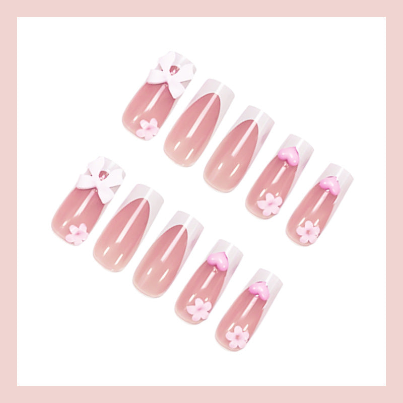 Artificial nail set with romantic flowers and elegant accents Kalsten