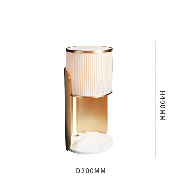Elegant Marble Base Table Lamp with Pleated Shade