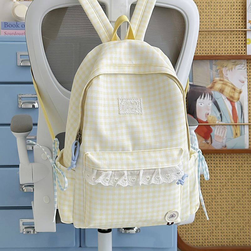 Cute Gingham Print Backpack Kalsten