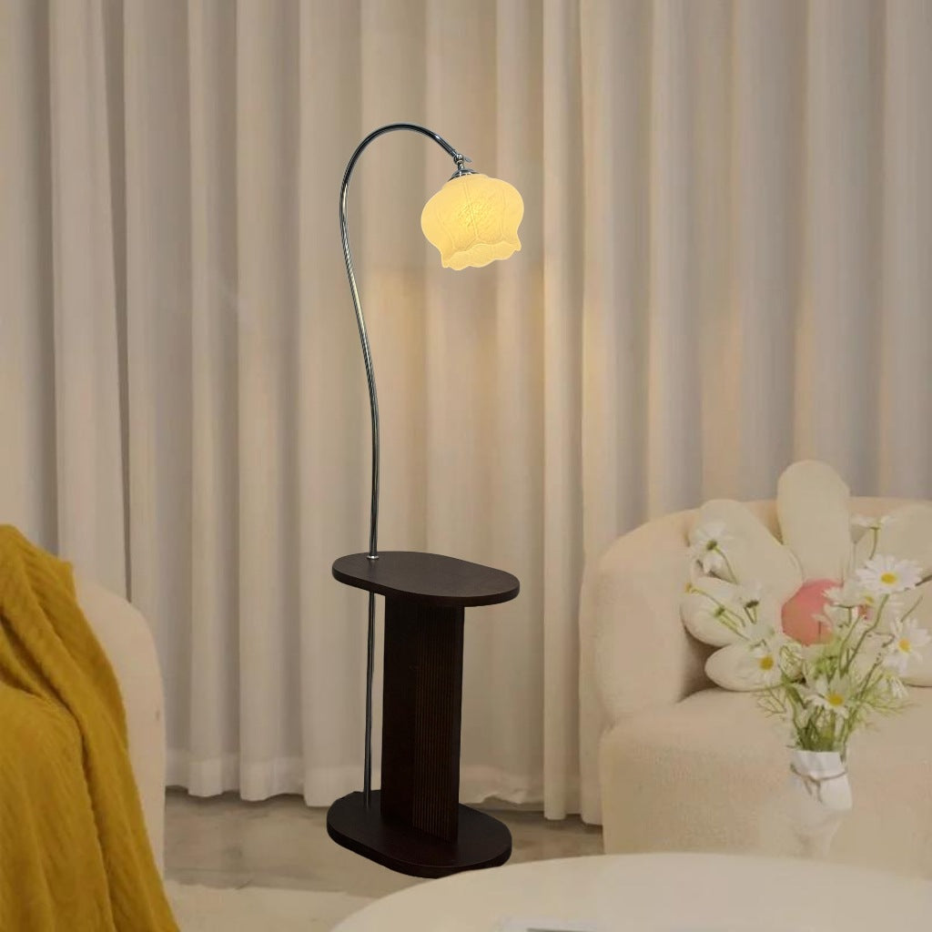 Modern Arc Floor Lamp with Integrated Side Table