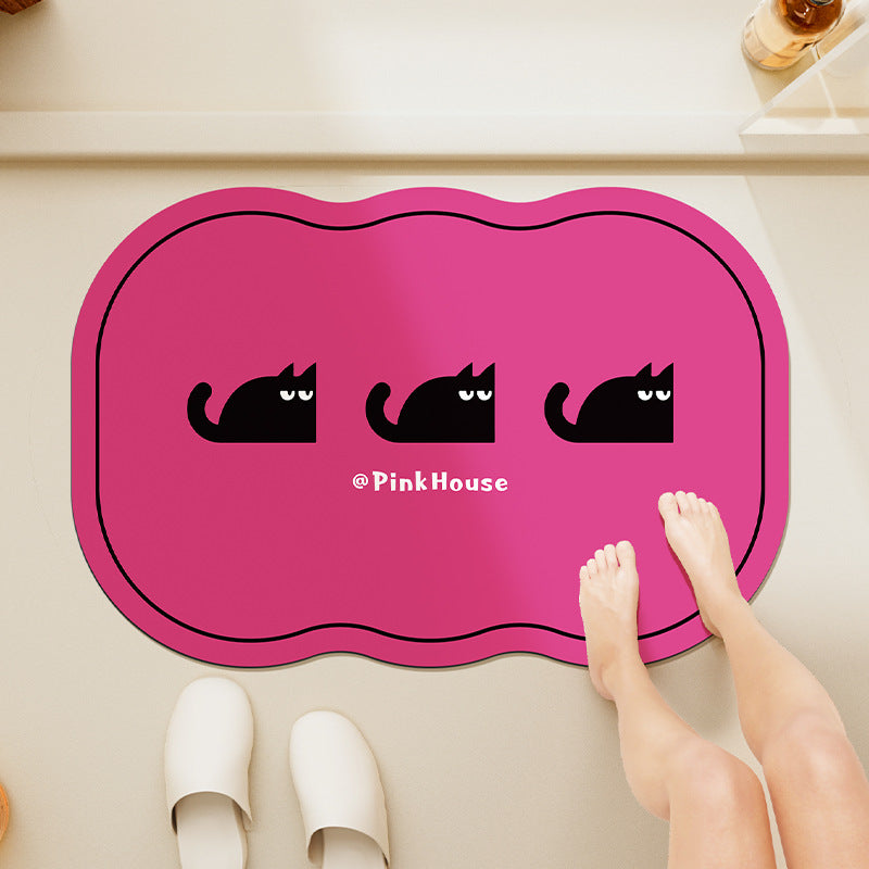 Cloud-Shaped Microfiber Anti-Slip Absorbent Bathroom Mat with Cartoon Dog Print