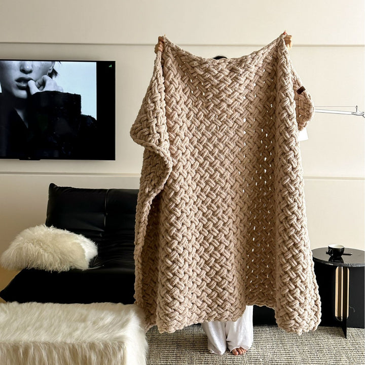 loose-knit handmade cuddle blanket made of chenille