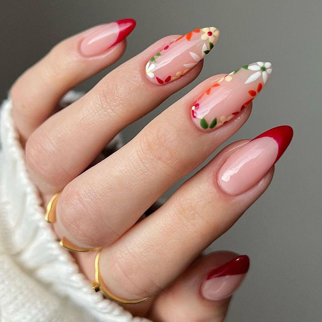 Floral Articulated Acrylic Nail Extensions Kalsten