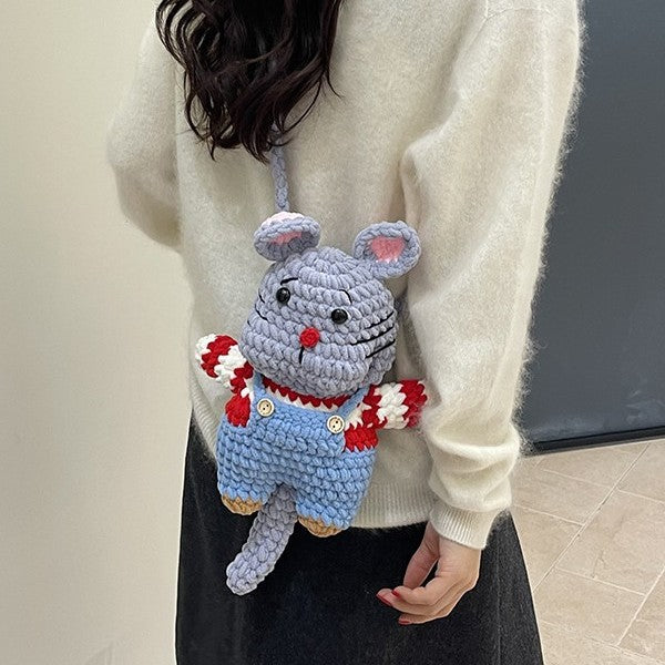 Cute Crochet Mouse Plush Backpack