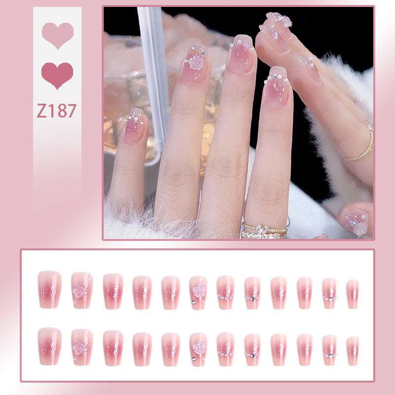 Artificial nail set with sparkling glitter and pearl decorations Kalsten