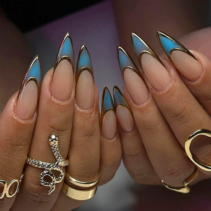 Acrylic nail set with stylish, asymmetrical designs Kalsten