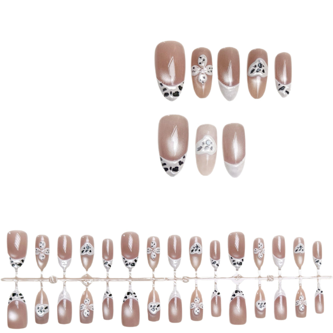 Artistic Floral French Tip Press-On Nails